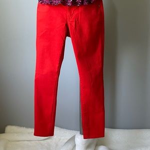 Red skinny jeans